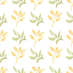 Watercolor leaf seamless pattern