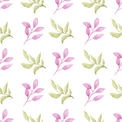 Watercolor leaf seamless pattern