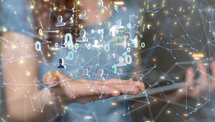 Global network. Blockchain. 3D illustration. Neural networks and artificial intelligence. Abstract  3d