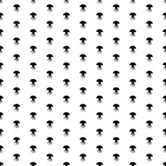 Square seamless background pattern from black jellyfish symbols. The pattern is evenly filled. Vector illustration on white background