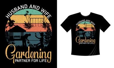 Husband and wife Gardening partner for life t-shirt design template gardening vector t-shirt