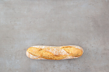 French baguette bread isolated on gray background