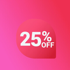 25% off Sale banner offer ad discount promotion vector banner. price discount offer. season sale promo sticker colorful background
