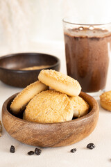 Shortbread cookies with coconut and chocolate flakes