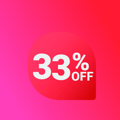33% off Sale banner offer ad discount promotion vector banner. price discount offer. season sale promo sticker colorful background