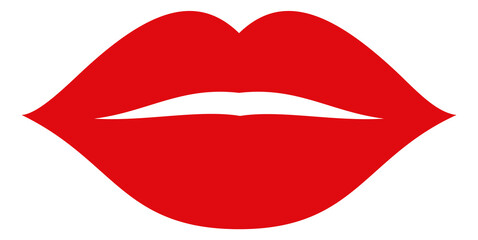 Red lips icon. Woman lipstick mark. Kiss symbol