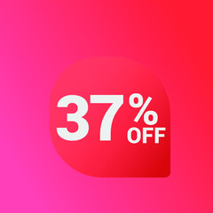 37% off Sale banner offer ad discount promotion vector banner. price discount offer. season sale promo sticker colorful background