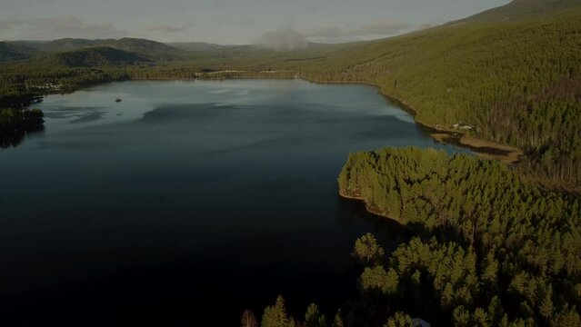 Going Down Blue Lake Sandvatn Norwegian Forest sunset 4K 30fps