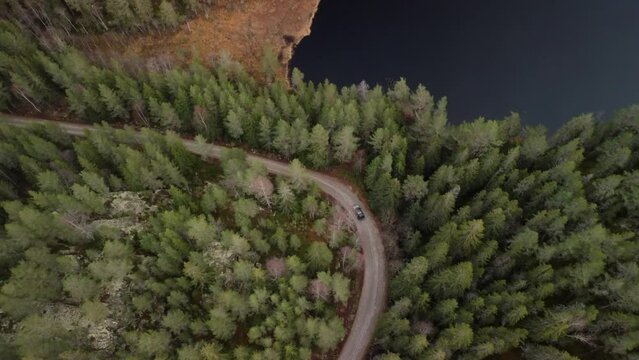 Still Landrover going up Norwegian Forest Road Dark 4K 30fps