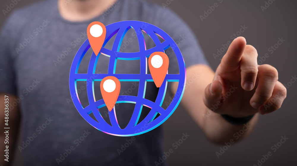 Aufkleber world map with satellite data connections. connectivity across the world