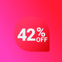 42% off Sale banner offer ad discount promotion vector banner. price discount offer. season sale promo sticker colorful background