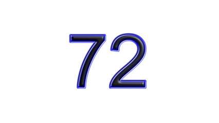blue 72 number 3d effect white background