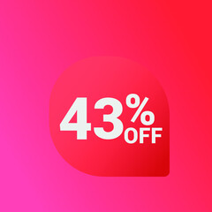 43% off Sale banner offer ad discount promotion vector banner. price discount offer. season sale promo sticker colorful background