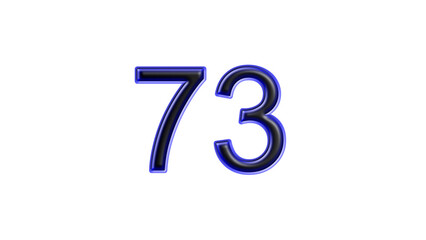 blue 73 number 3d effect white background