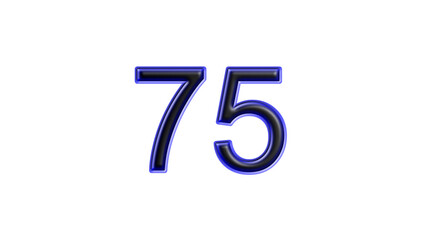 blue 75 number 3d effect white background