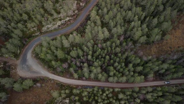 U bend Land Rover Freelander Norwegian Forest Road 4K 30fps