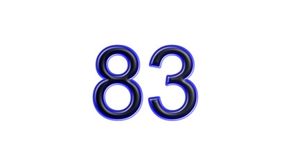 blue 83 number 3d effect white background