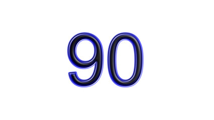 blue 90 number 3d effect white background