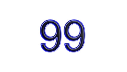 blue 99 number 3d effect white background