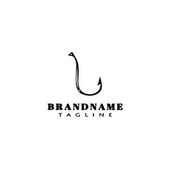 Obraz premium fishing hook logo cartoon design template icon black isolated vector illustration