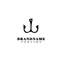 fishing hook logo cartoon design template icon black isolated vector illustration