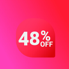 48% off Sale banner offer ad discount promotion vector banner. price discount offer. season sale promo sticker colorful background
