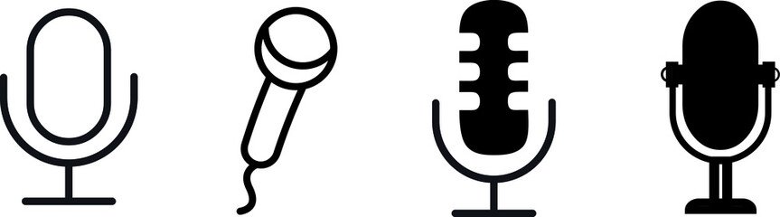 Microphone Icons set. variant microphone icon. Karaoke mic. Podcast microphone. web and mobile icons. vector illustration