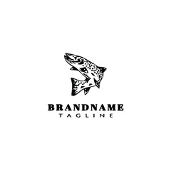 animal fish cartoon logo template icon design black isolated vector illustration