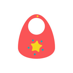 Vector illustration of a children's bib apron in pink color on a transparent background.