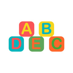 Vector image of multi-colored cubes with letters for children. Clip-art on a transparent background.