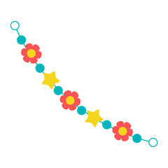 Vector illustration of a long toy rattle stretching for a baby in a crib or stroller. Clip-art on a transparent background.