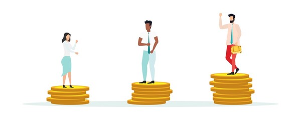 Economic inequality. gap between rich and poor. Unfair income. People are at different financial levels. Vector.