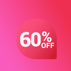 60% off Sale banner offer ad discount promotion vector banner. price discount offer. season sale promo sticker colorful background