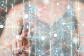 Neural network 3D illustration. Big data and cybersecurity