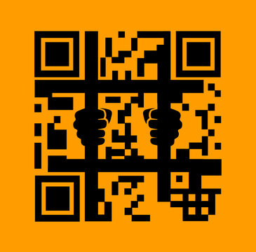 qr code jail bars black orange clip art preview