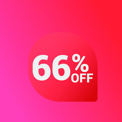 66% off Sale banner offer ad discount promotion vector banner. price discount offer. season sale promo sticker colorful background