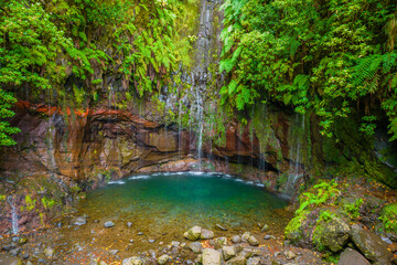 Aerial view of The 25 Fontes or 25 Springs in English. It's a group of waterfalls located in...