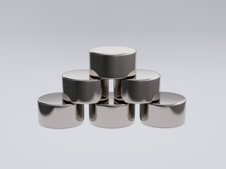 3D render Neodymium magnet cylinder shape isolated on white