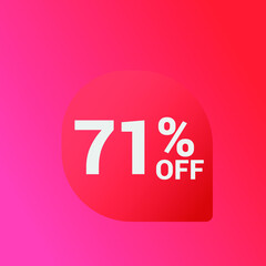71% off Sale banner offer ad discount promotion vector banner. price discount offer. season sale promo sticker colorful background