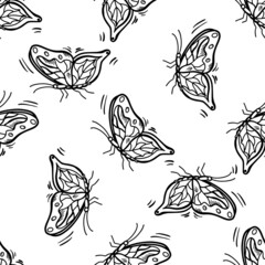 Vector seamless pattern with butterflies. Vector graphics. Vector illustration