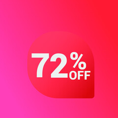 72% off Sale banner offer ad discount promotion vector banner. price discount offer. season sale promo sticker colorful background