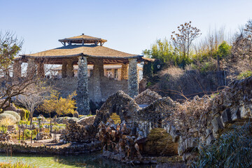 Sunny view of the stone building in Japanese Tea Garden