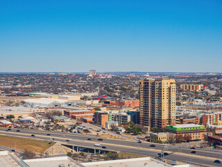 Fototapeta na wymiar High angle view of the downtown cityscape