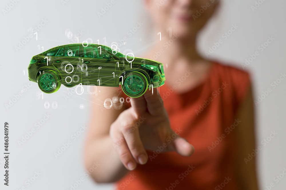 Poster driverless autonomous vehicle with lidar technology
