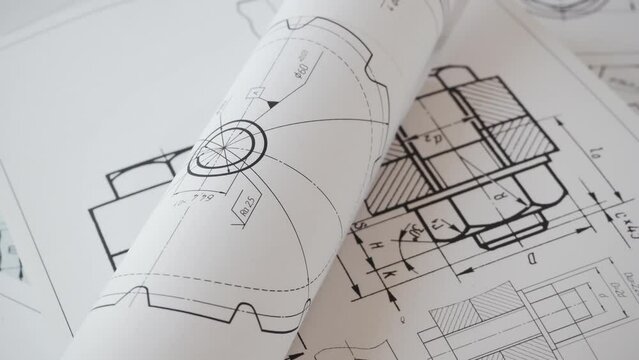 Mechanics engineering drawings of driving roller chains