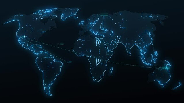 World Communication Business Technology Network – Global Data Exchange, Digital Connections, Futuristic Tech Background, Innovation Concept