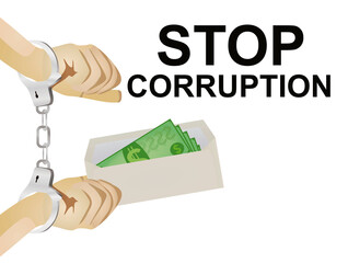 Stop corruption card. vector illustration