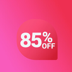 85% off Sale banner offer ad discount promotion vector banner. price discount offer. season sale promo sticker colorful background