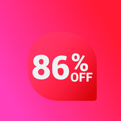 86% off Sale banner offer ad discount promotion vector banner. price discount offer. season sale promo sticker colorful background