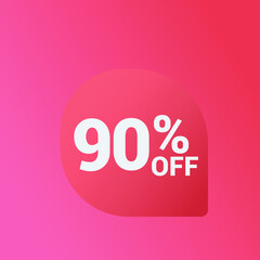 90% off Sale banner offer ad discount promotion vector banner. price discount offer. season sale promo sticker colorful background
